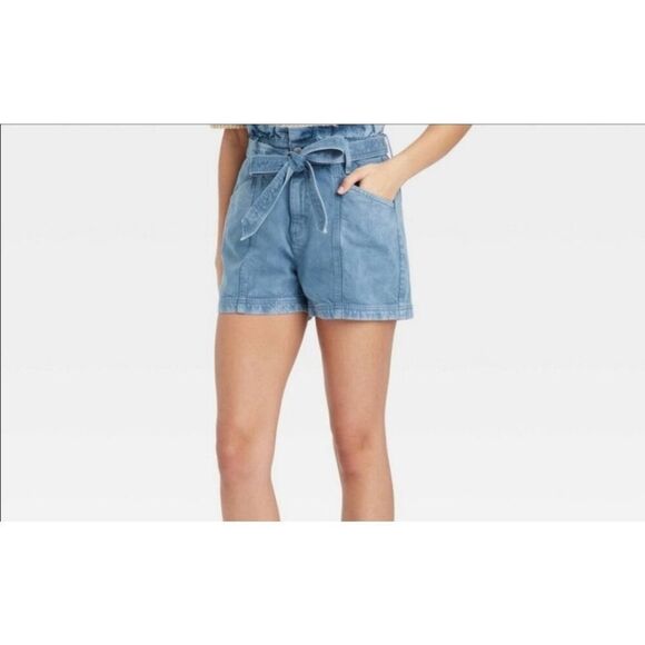 Universal Thread Shorts Womens Size 4/27 Blue Canvas High Waist Mom Utility NEW - Picture 1 of 5